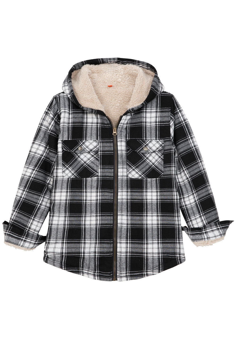 Boys Sherpa Lined Flannel Jacket,Full Zip Up Plaid FlannelGo