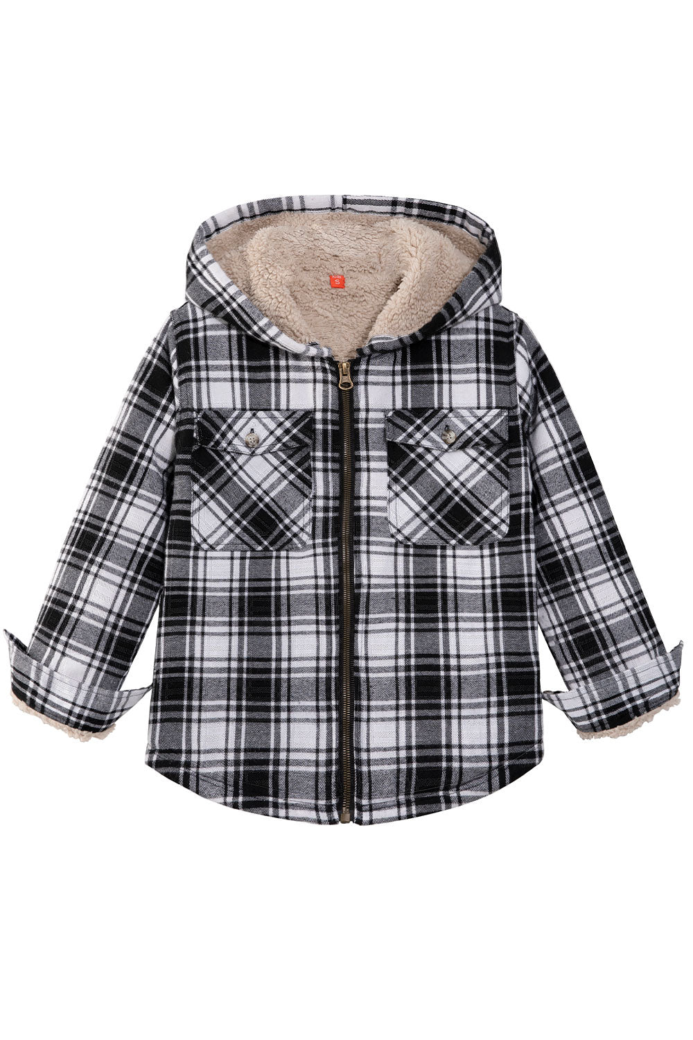 Boys Sherpa Lined Flannel Jacket Full Zip Up Plaid