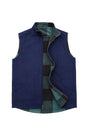 Front view of navy men's reversible vest