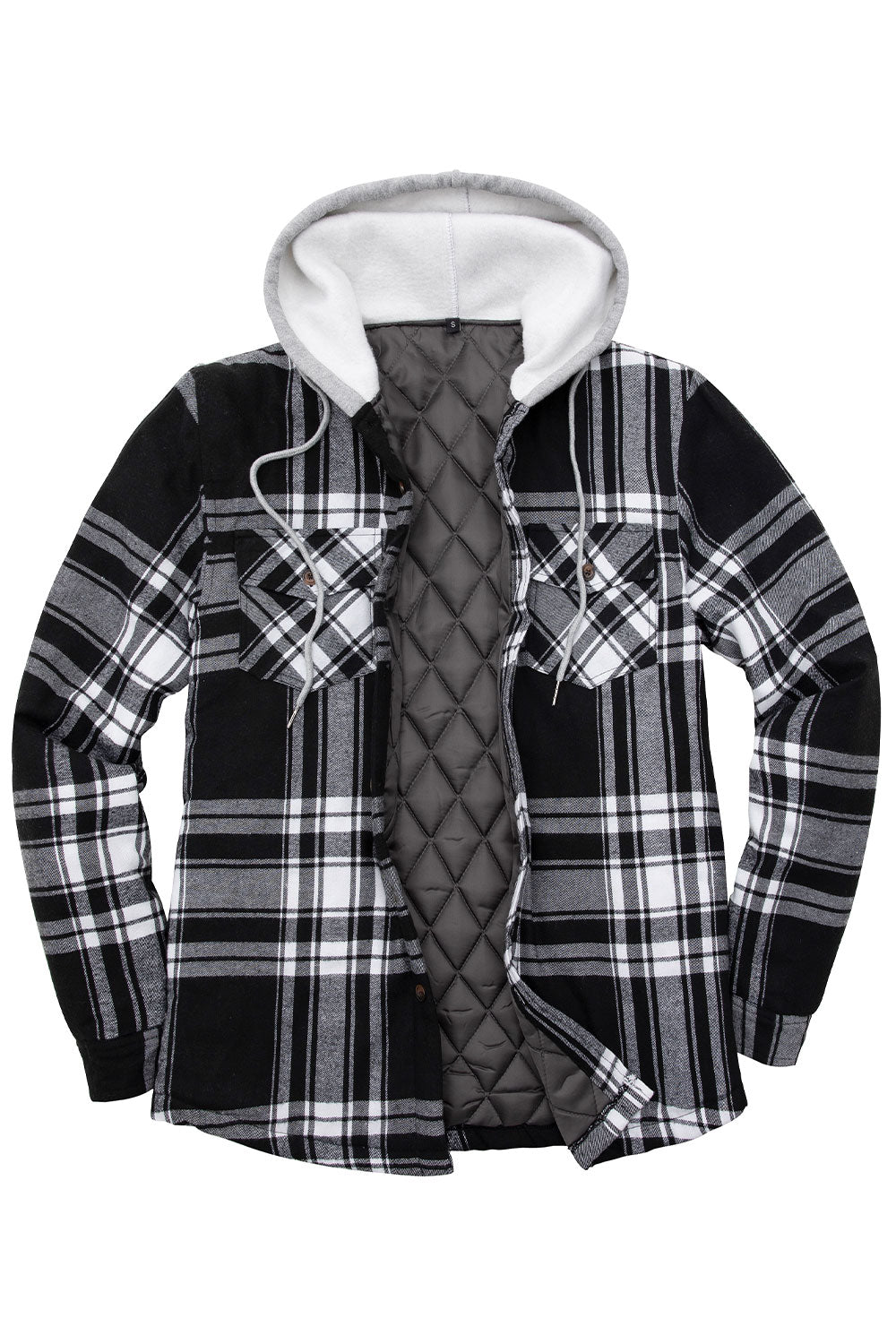 Men's Quilted Lined Flannel Shirt Jacket with Hood – FlannelGo