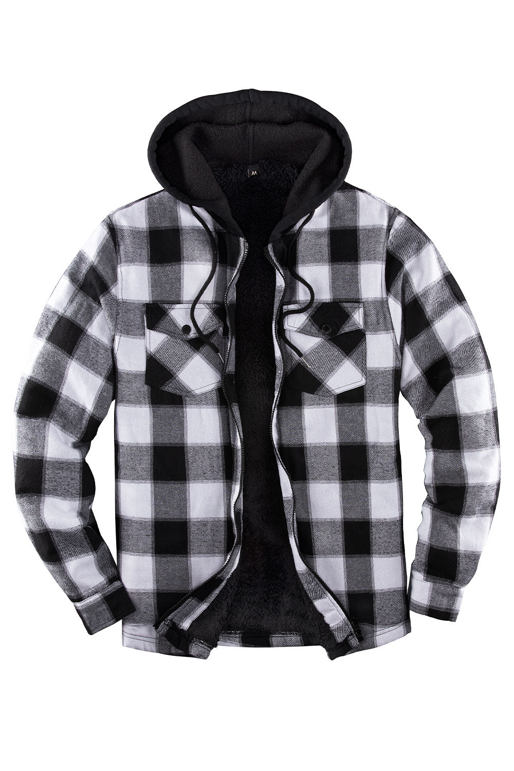 Men s Sherpa Lined Full Zip Up Plaid Flannel Hooded Jacket FlannelGo