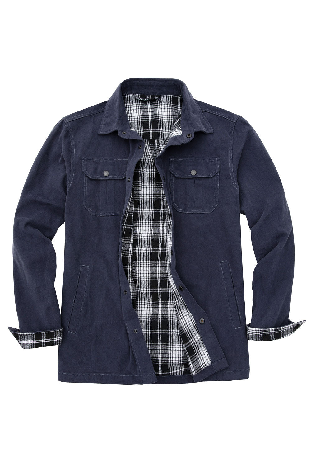 Men s Flannel Lined Heavy Washed Cotton Outdoor Utility Shirt Jacket Dark Khaki S