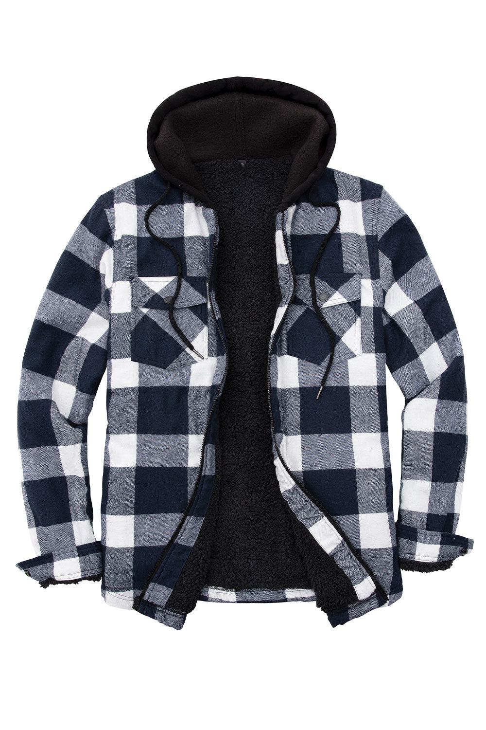 Men's flannel sherpa lined shirt jacket hotsell with hood