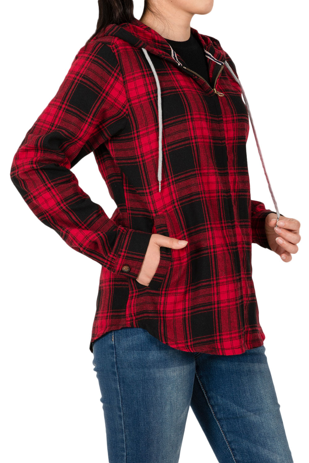 Women's Hooded Plaid Brushed Flannel Shirt,Full Zip Flannel Hoodie –  FlannelGo