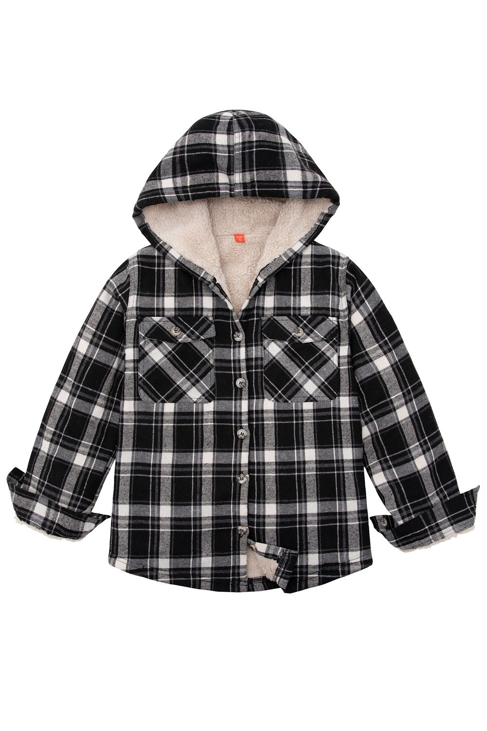 Girls Hooded Plaid Flannel Shirt Jacket Sherpa Lined FlannelGo