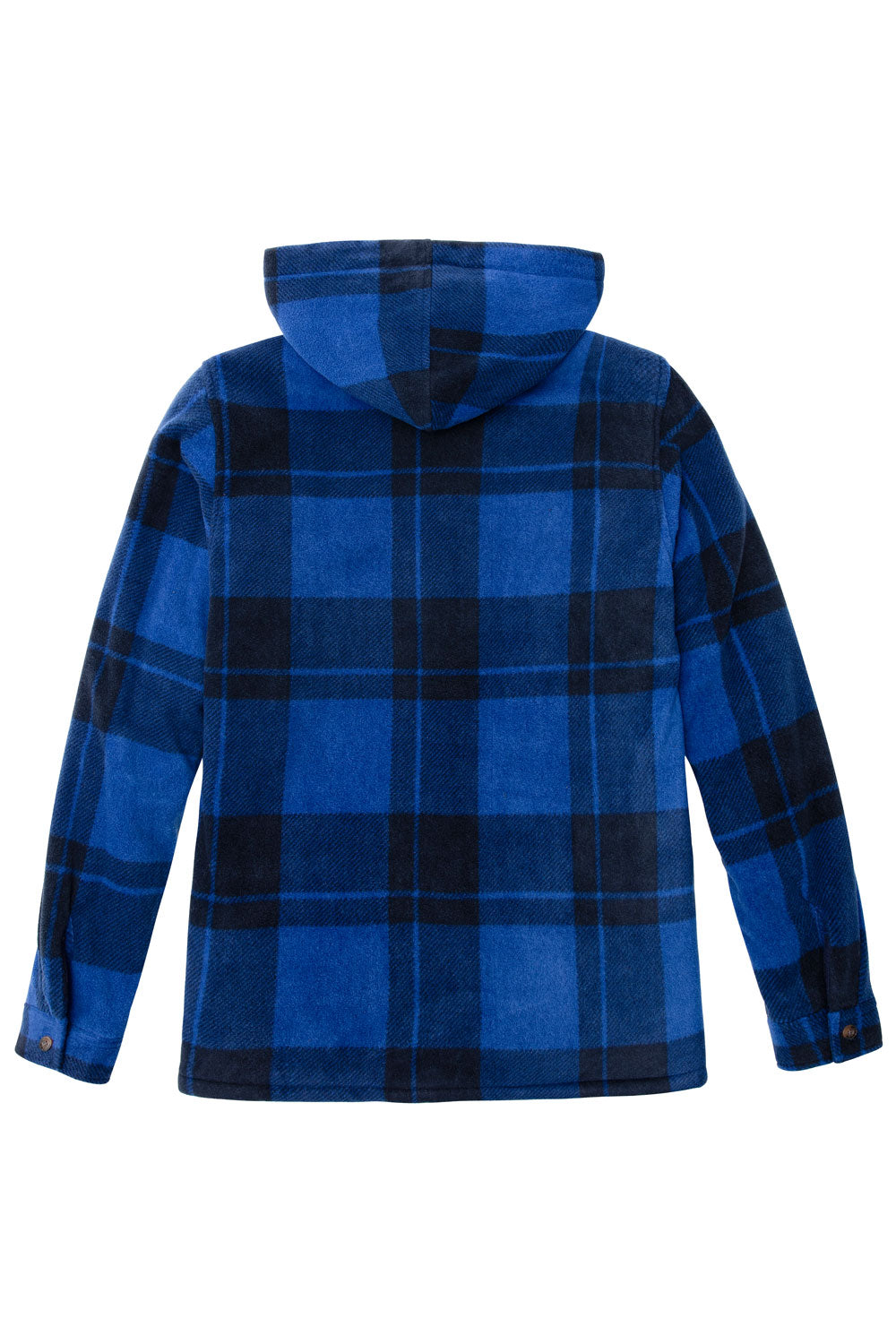 Men s Fleece Plaid Shirt Jacket with Removable Hood FlannelGo