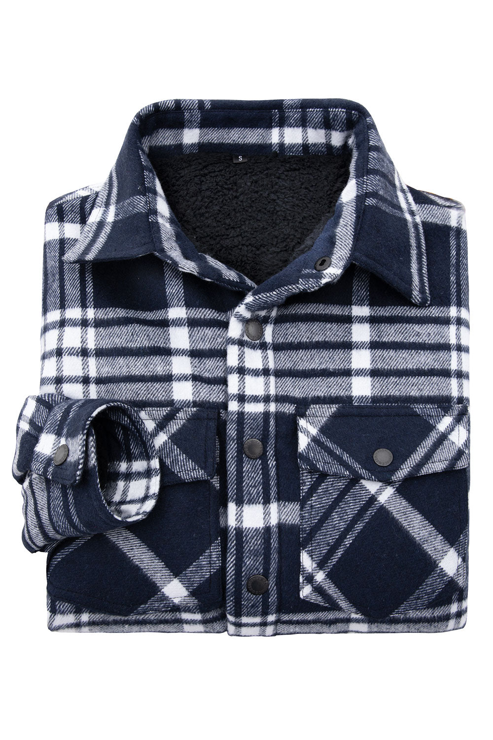 Men's Sherpa Lined Thick Flannel Shirt Jacket,Snap Plaid Flannel Jac