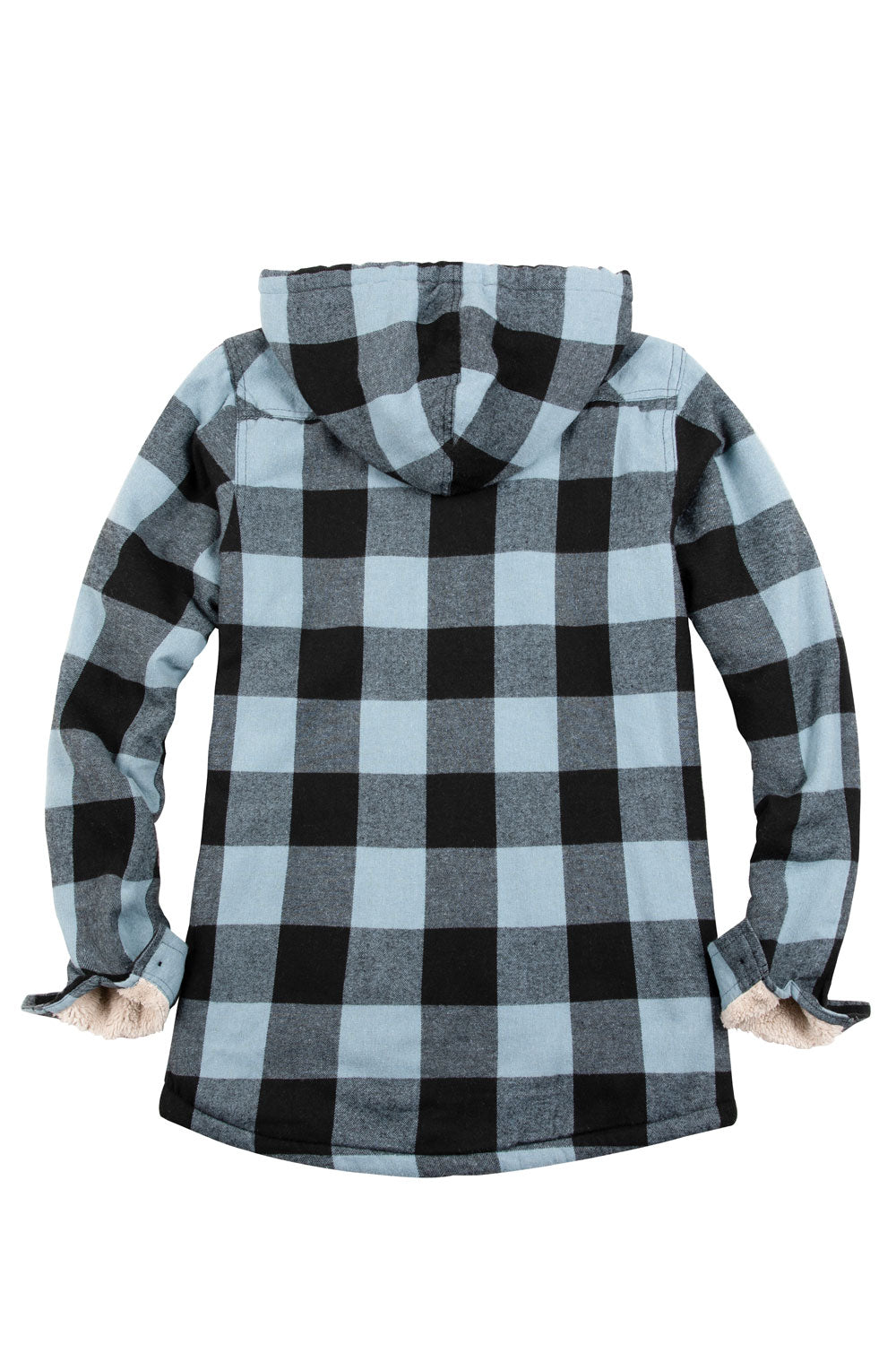 Women's Sherpa Lined Flannel Jacket with Hood,Button Up Plaid