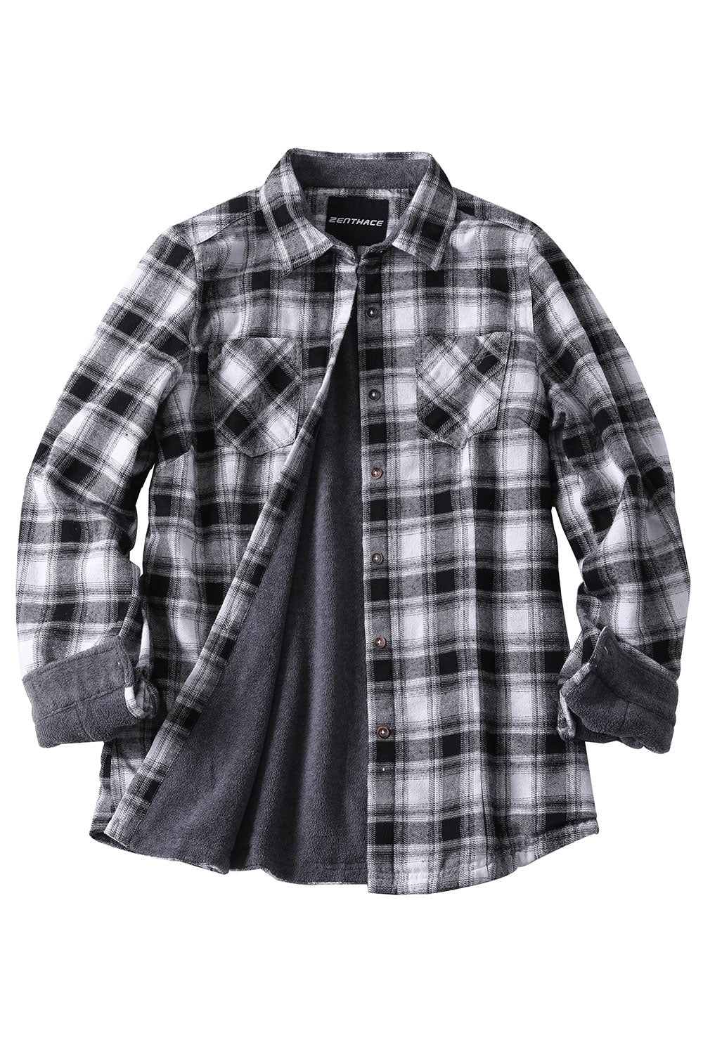 Women's Fleece Lined Plaid Button Down Flannel Shirt Jacket